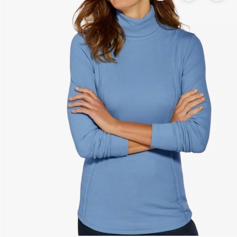 💥EUC‼️ Soft Surroundings Periwinkle Perfect Turtleneck Tunic Sweater - Sz Med